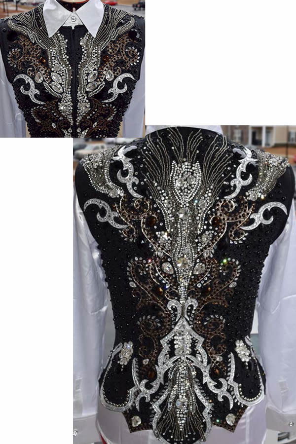 Black jeweled vest by Merland Couture