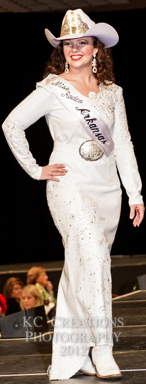 Jessaca Chitwood, Miss Rodeo Arkansas 2012 in a white lambskin dress