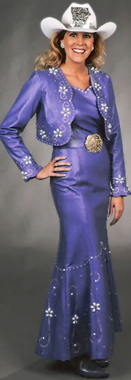 Jordanne Blair wears a Lavender Lambskin Leather Dress