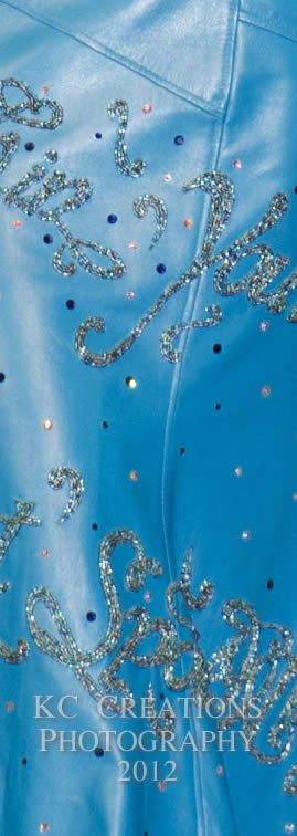 Close-up of Kylie Kooistra's Malibu lambskin dress