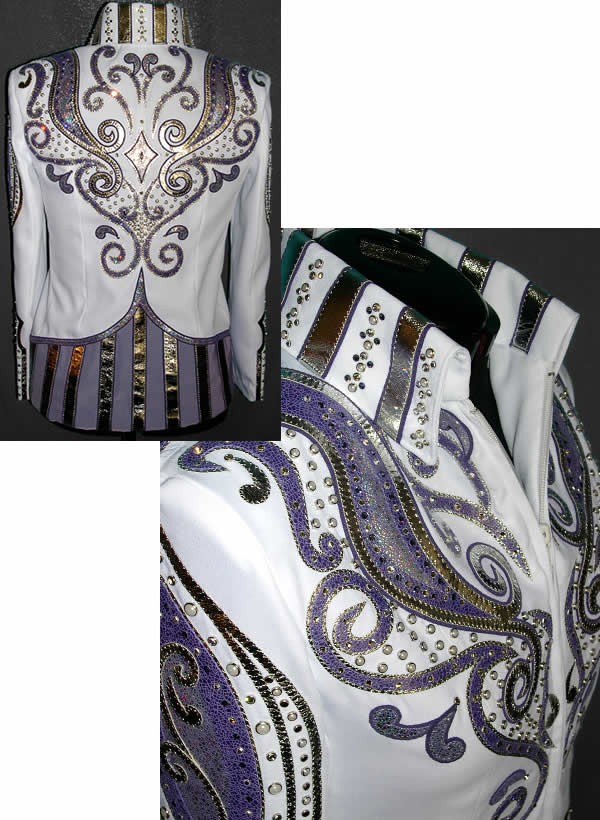 showmanship jacket with purple ice and gold metallic leather