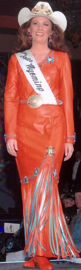 CStacie Kline burnt orange lambskin dress